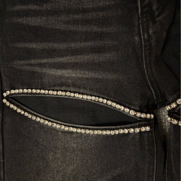 Aaron & Amber Black Rhinestone Cutout Jeans Size Small brand new - Picture 13 of 14